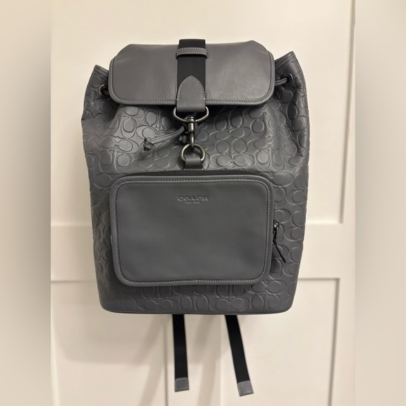 COACH SULLIVAN LEATHER BACKPACK IN SIGNATURE GREY LEATHER - Picture 3 of 14
